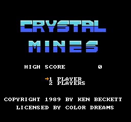 Crystal Mines title screen for NES